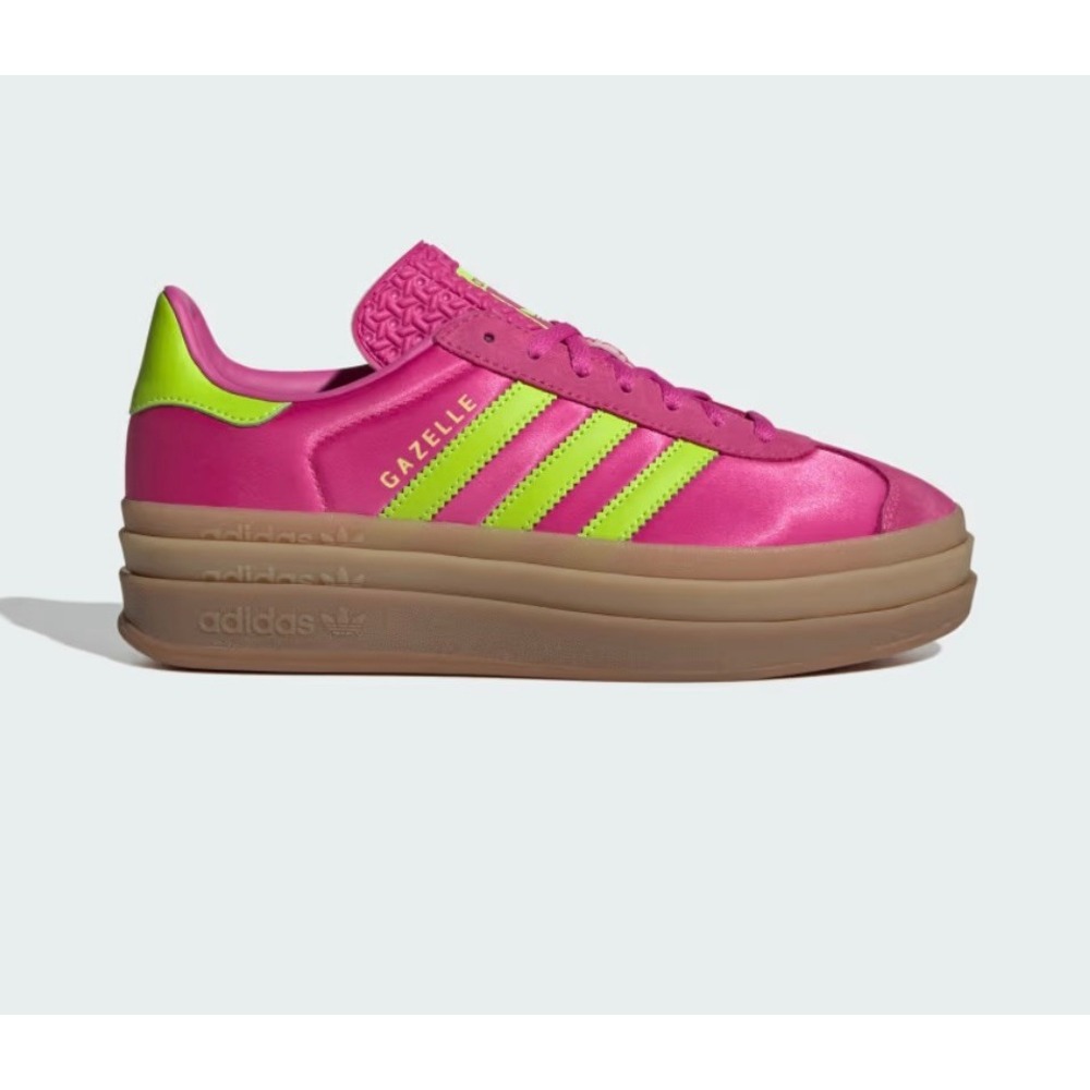 Adidas Gazelle Bold Lucid Pink Lucid Lemon Gum Platform Sneakers Womens 6.5 NEW - Picture 4 of 5